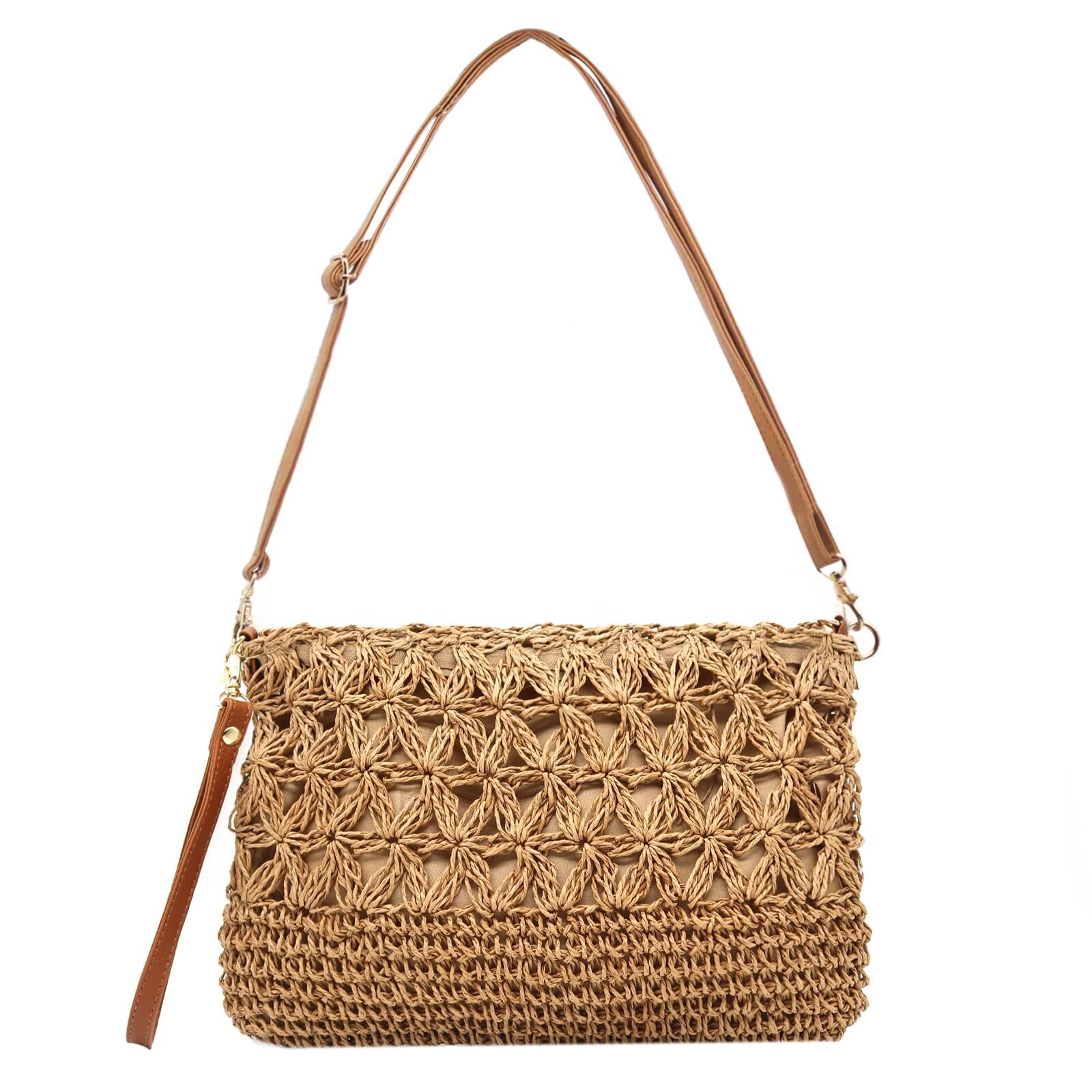 5859 Straw Clutch Purses Straw Crossbody Bags Summer Beach Bag Rattan Purse